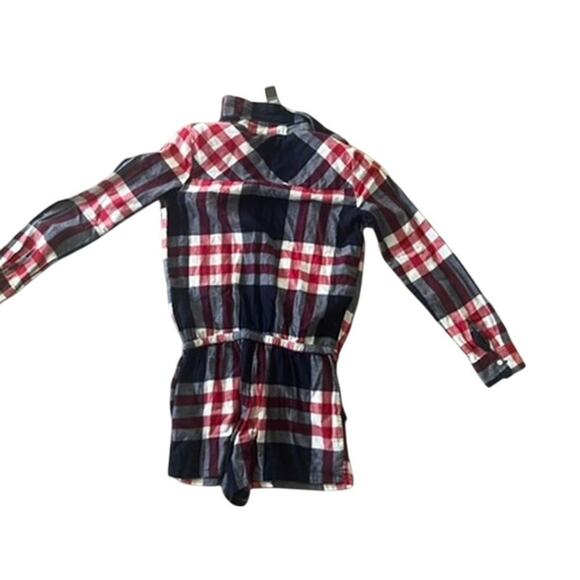 NWT Aerie plaid flannel long sleeve romper with shorts size XS red, wihte & blue - Picture 7 of 9